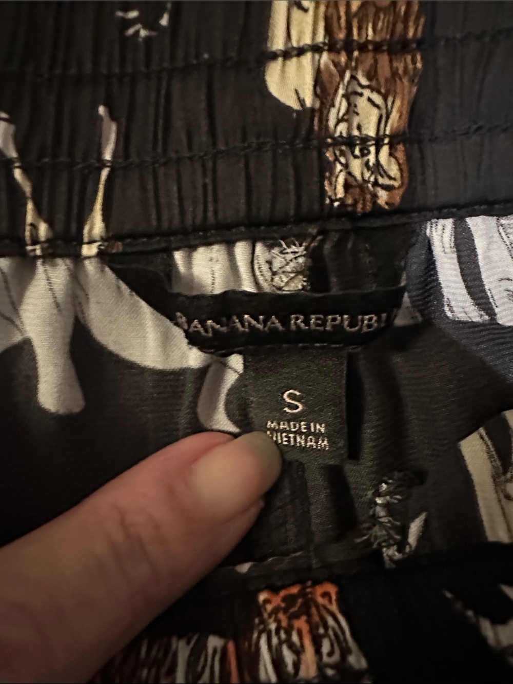 Banana Republic Black with Cream and Brown Animal Motif Pajama Set - Picture 4 of 4